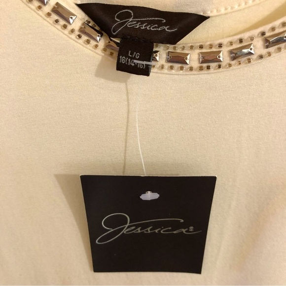 BEADED Tank Top Cream Coloured. Neutral coastal Beach vacation. Size Large - Picture 6 of 14